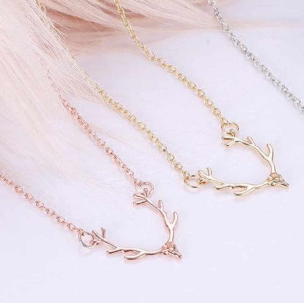 💍 Antlers chain ROSE GOLD tone necklace - Picture 4 of 5